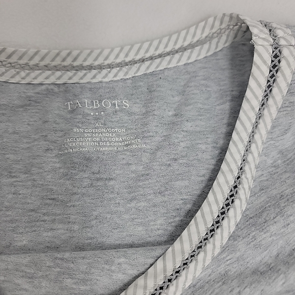 Talbots Women's Gray W Gary White Striped Accent 3/4 Sleeve Tunic Top, XL - Picture 5 of 7
